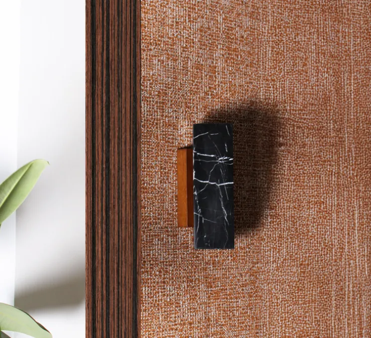 Applique murale, Kali Square, Marbre noir, L11,3cm, H25cm - BACCARIS