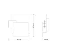 Applique*Ombre portée Applique murale, Karo, , LED, 2700k, 420 lm, L18,5cm, H21,7cm - laiton brossé, martelé et patiné noir