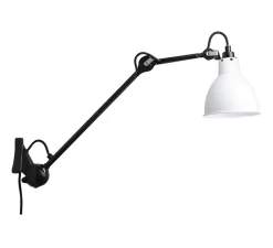 Applique*DCW éditions Paris Applique murale, Lampa Gras N°222, , L14cm, H59cm - corps noir, abat-jour rond blanc (intérieur blanc)