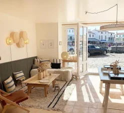 Applique murale, Lampe à poser, Moon 25, cannage naturel, Ø25cm, H8cm - an°so