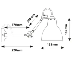 Applique murale, Lampe Gras N°204, noir, L37,3cm, H15,2cm - DCW Editions