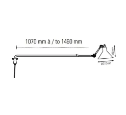 Applique murale, Lampe Gras N°213, noir, abat-jour conique chrome (intérieur blanc), P146cm, H15cm - DCW éditions Paris