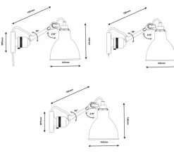 Applique murale, Lampe Gras N°304 SW, avec interrupteur, noir, L14cm, H14cm - DCW éditions