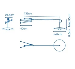 Applique*Marset Applique murale, LED, 2700k, 698lm, pivotante, Ginger A XL 42, avec interrupteur, , L132cm - wengé