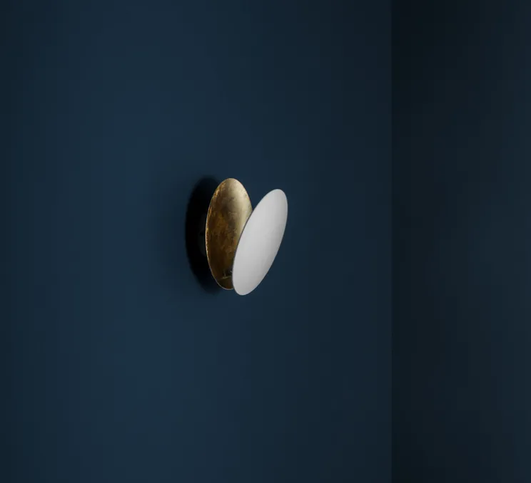 Applique murale, Lederam W, blanc, or, LED, dim, 2700K, 1550 lm, Ø17cm, H17cm - Catellani & Smith