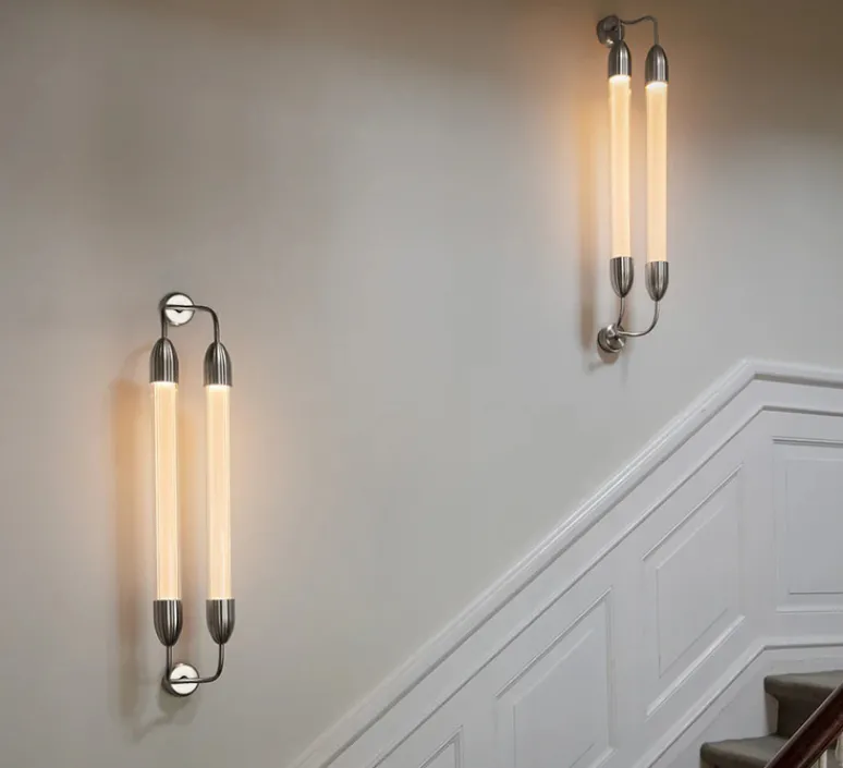 Applique*Umage Applique murale, Lemon squeeze double long, , L18,5cm, H94cm - acier poli, verre opalin