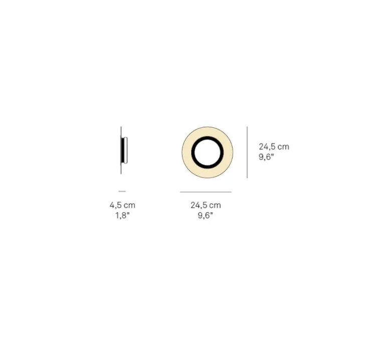 Applique murale, Lens Circular, blanc ivoire, noir, LED, 3000K, 160lm, L24,5cm, H24,5cm - LZF