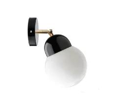 Applique*Zangra Applique murale, Light.036, avec glass006, blanc & noir, Ø14,5cm, P27,9cm - blanc & noir