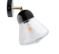 Applique*Zangra Applique murale, Light.036, avec glass028, , Ø18cm, H16cm - noir