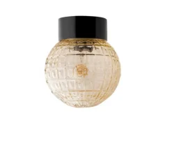Applique murale, light.o.016, avec glass032, porcelaine noire, IP54, Ø15cm, H15cm - Zangra
