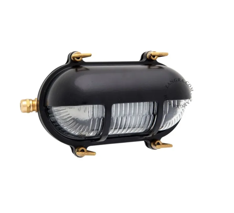 Applique murale, Light.o.071, noir, laiton, IP64, L20cm, H13cm - Zangra