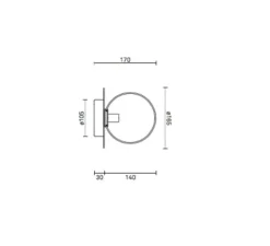 Applique murale, Liila 1 medium, argent, transparent, IP44, Ø16,5cm, H17cm - Nuura