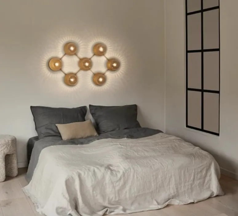 Applique*Nuura Applique murale, Liila 7, or, verre transparent, L94,3cm, H55,4cm - transparent, or