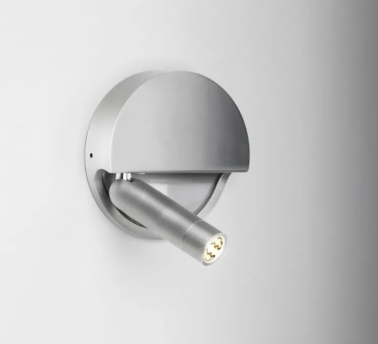 Applique murale, liseuse, Ledtube R gauche, aluminium, avec grille, LED, 2700k, 115,5lm, H13,2cm - Marset