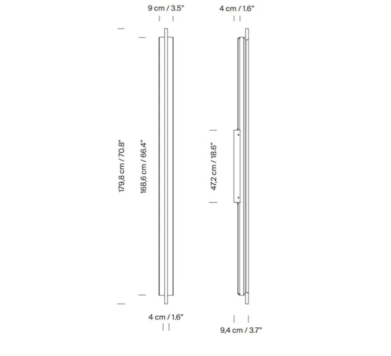 Applique*Santa & Cole Applique murale, Lámina 165, , LED, dim, 2700K, 1484 lm, L9cm, H179,8cm - noir