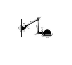 Applique*Jieldé Applique murale, Loft 2 bras, D4401, , Ø15cm, L80cm - noir, brillant