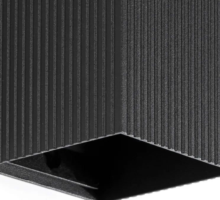 Applique murale, Lune 1L, cannelée, noir, L8cm, H10cm - Faro