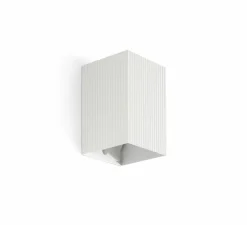 Applique murale, Lune 1L, cannelée, blanc, L8cm, H10cm - Faro