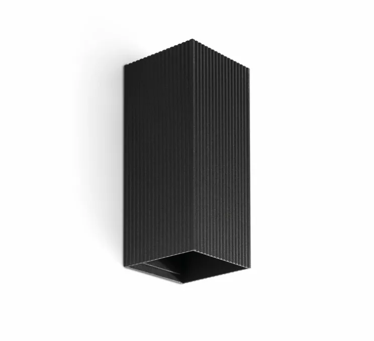 Applique murale, Lune 2L, cannelée, noir, L8cm, H15,5cm - Faro