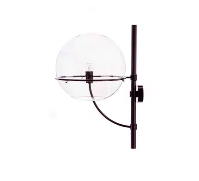 Applique*Oluce Applique murale, Lyndon, IP23, , H70cm - transparent, noir