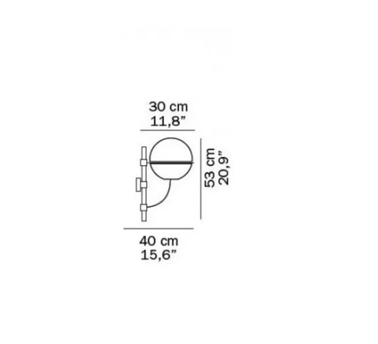 Applique*Oluce Applique murale, Lyndon, , H53cm - transparent, noir