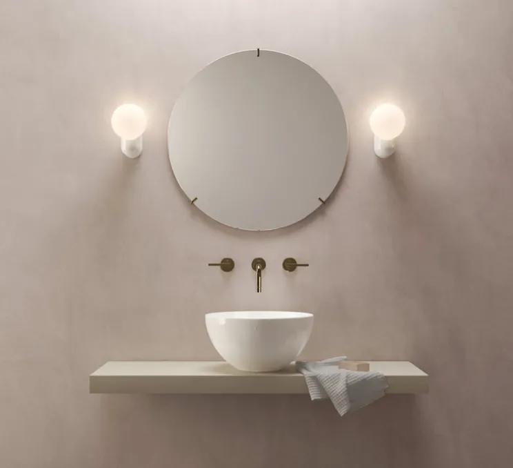 Applique murale, Lyra Single, blanc brillant, IP44, L12,2cm, H17,8cm - Astro