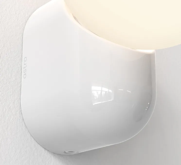 Applique murale, Lyra Single, blanc brillant, IP44, L12,2cm, H17,8cm - Astro