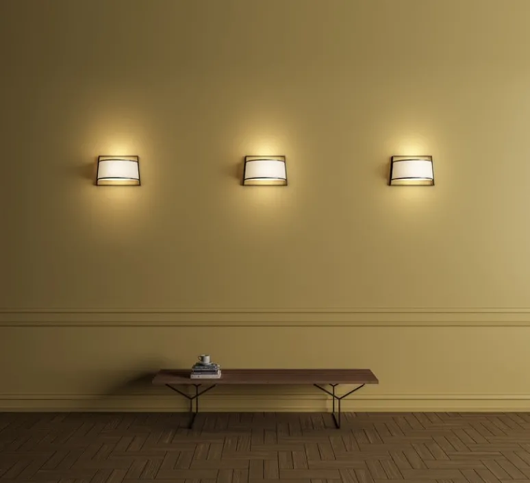 Applique*Tooy Applique murale, Macao, 551.44, , L35cm, H23cm - noir texturé, tissu blanc