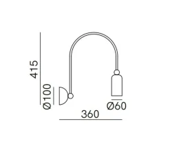 Applique*Il Fanale Applique murale, Madame 288.10.ME, , L6cm, H41,5cm - marron morocco et graphène