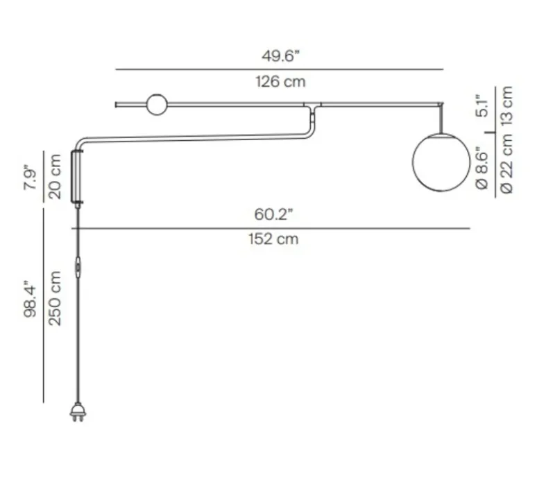 Applique*Luceplan Applique murale, Malamata, B01A22, , L22cm, H33cm - noir mat