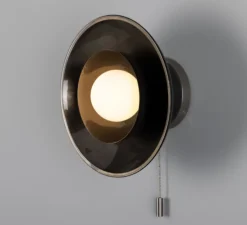 Applique murale, Marrakesh avec chaîne de traction, argent antique, noir mat, Ø25cm, H25cm - Mullan Lighting