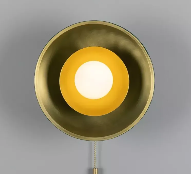 Applique murale, Marrakesh avec chaîne de traction, laiton satiné, vert, Ø25cm, H25cm - Mullan Lighting