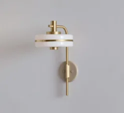 Applique murale, Masina 200, laiton brossé et base dove, L20cm, H39,3cm - bert frank