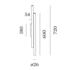 Applique*Wever&Ducré Applique murale, Match 4.0, , LED, dim, 2700K, 1540 lm, L5,4cm, H72cm - noir