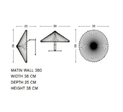 Applique murale, Matin 380, rouge oxidé, LED, dim, 2800K, 150 lm, Ø38cm, H25cm - HAY