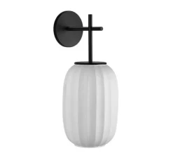 Applique murale, Mei, structure noire et abat-jour blanc B, L17cm, H43cm - Carpyen