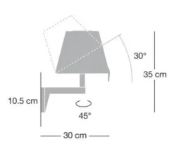 Applique murale, Melampo, gris, L23cm, H35cm, 2800K, 468lm - Artemide