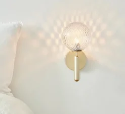 Applique*Nuura Applique murale, Miira, globe transparent, , L14cm, H28,5cm - laiton