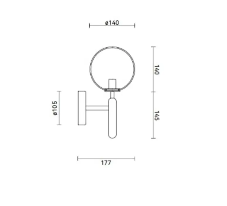Applique*Nuura Applique murale, Miira, , L14cm, H28,5cm - gris roche, globe opalin