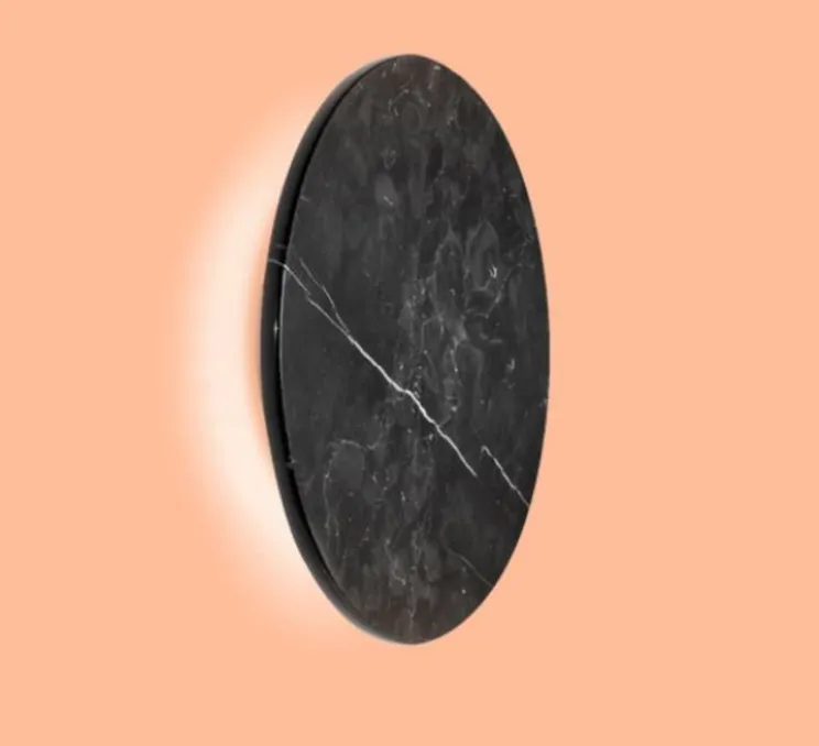 Applique murale, MILES 3.0 round, noir marbré, LED, 3000K, 430lm, Ø-cm, H-cm - Wever&Ducré