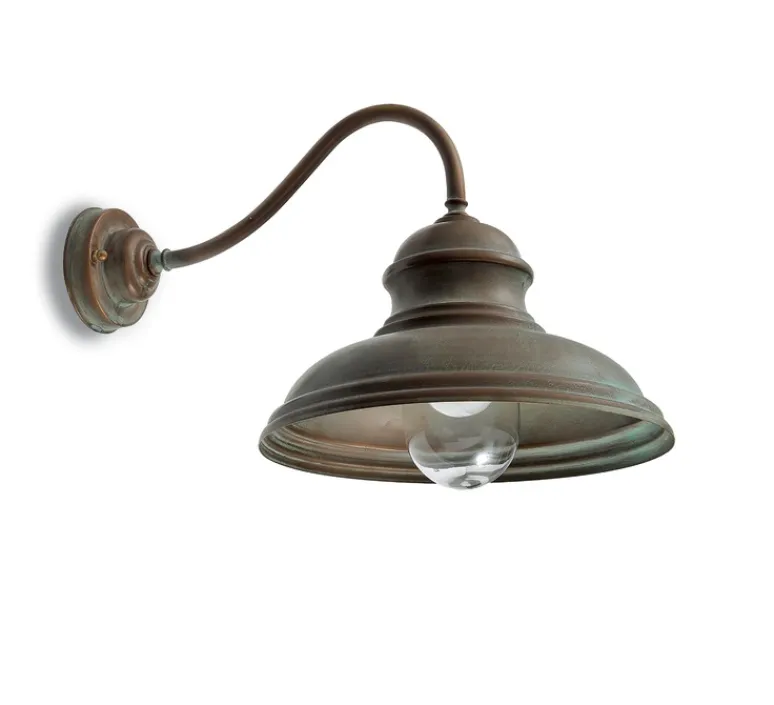 Applique*Moretti Luce Applique murale, Mill 1590, , IP44, L50cm, H31cm - Cuivre laiton vieilli