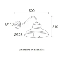 Applique*Moretti Luce Applique murale, Mill 1590, , IP44, L50cm, H31cm - Cuivre laiton vieilli