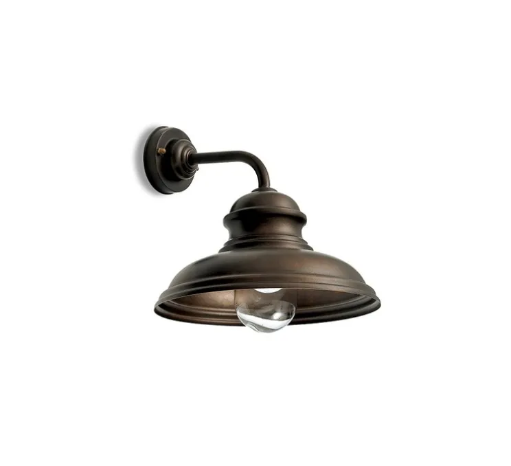 Applique murale, Mill 1595, marron foncé, verre transparent, IP44, L32.5cm, H364cm - Moretti Luce