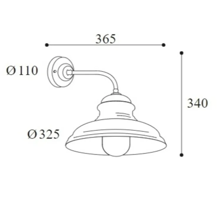 Applique murale, Mill 1595, marron foncé, verre transparent, IP44, L32.5cm, H364cm - Moretti Luce