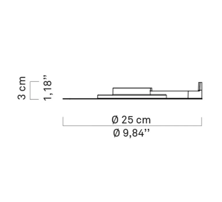 Applique*Luceplan Applique murale, Millimetro, , LED, dim, 2700K, 1427 lm, Ø25cm, H3cm - argent
