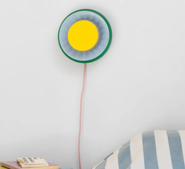 Applique murale, Mina L avec câble rose, jaune, bleu, vert, Ø20cm, H20cm - Warren & Laetitia