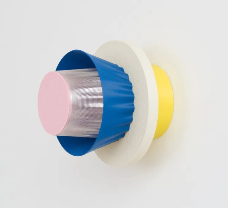 Applique murale, Mina S, bleu, blanc, jaune, Ø17cm, H17cm - Warren & Laetitia