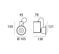 Applique*Stilnovo Applique murale, Minibox, , LED, dim, 3000K, 640 lm, Ø10,3cm, H15cm - blanc