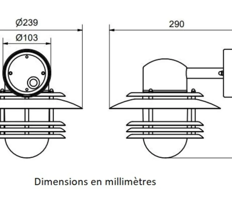 Applique murale, Mira, noir texturé, IP23, Ø23,9cm, H23,5cm - Belid