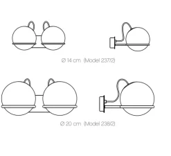 Applique murale, Model 237/2, champagne, L31cm, H23cm - Astep